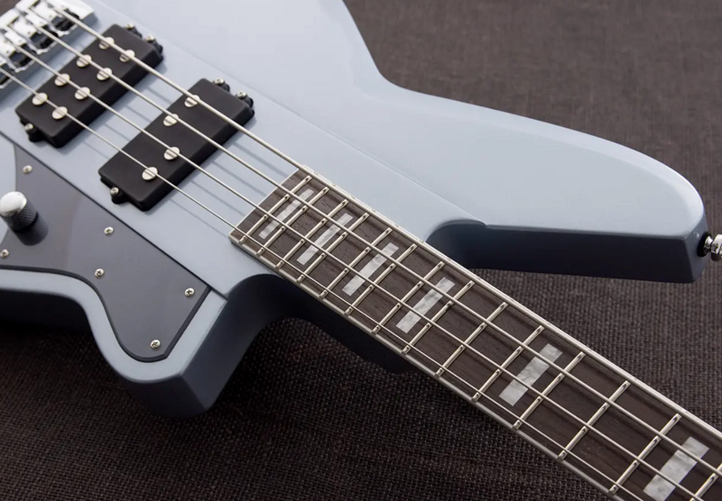 Reverend Thundergun Bass in Metallic Silver Freeze with softcase
