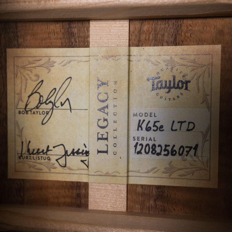 Taylor Legacy K65e LTD, Figured Hawaiian Koa